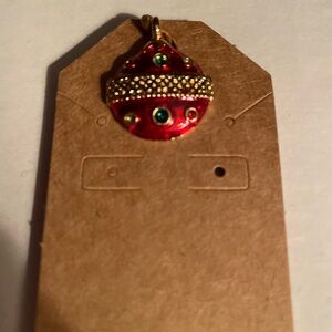 Charm for bracelet or necklace.  Christmas ornament in Red, Green and Gold